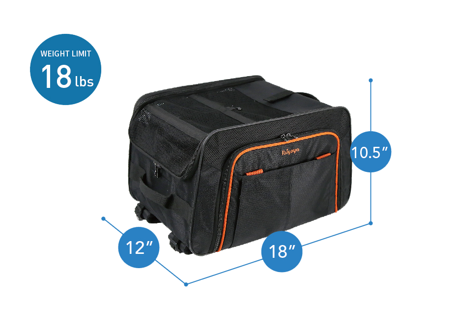 Ibiyaya JetPaw: 3-in-One Pet Stroller with Removable Airline-Approved Carrier Expandable Rolling Pet Carrier-Backpack for Dogs & Cats