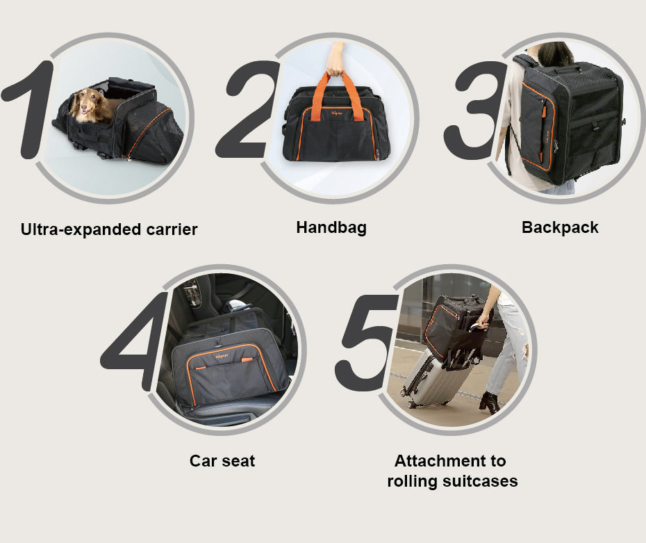 Ibiyaya JetPaw: 3-in-One Pet Stroller with Removable Airline-Approved Carrier Expandable Rolling Pet Carrier-Backpack for Dogs & Cats