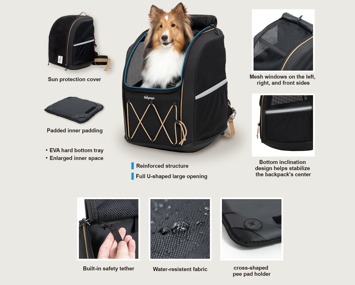 Ibiyaya Champion Large Dog/Cat Carrier Backpack with Window 3-in-1 Travel Backpack & Car Seat Booster
