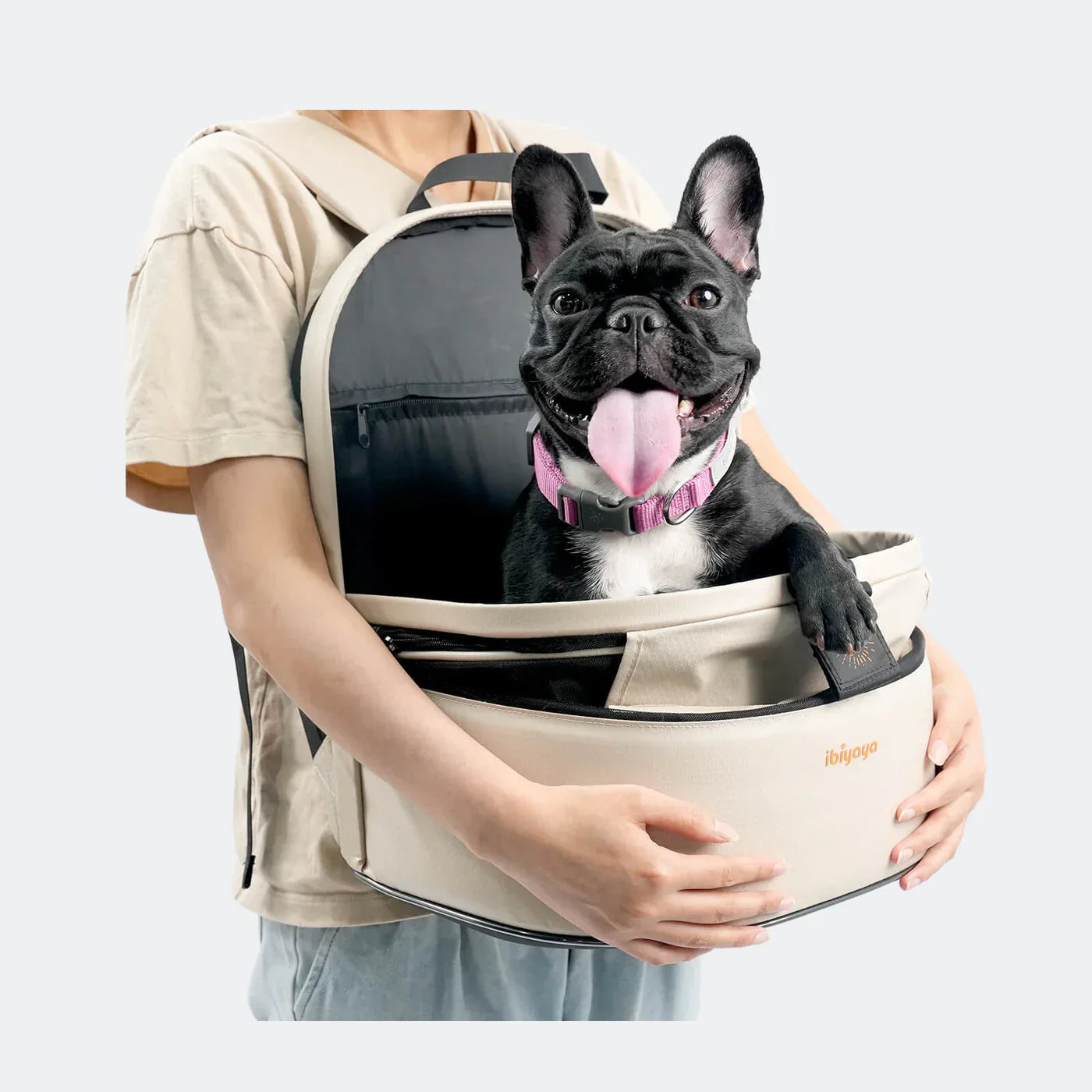 Ibiyaya Panorama Zipper-Free Small Pet Travel Carrier, Cat-Dog Chest Carrier, Airline-Approved Pet Backpack