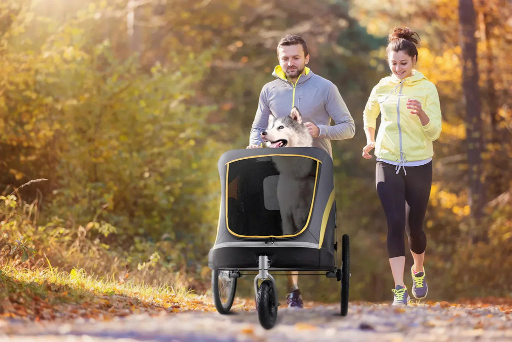 Ibiyaya Hercules Heavy-Duty Pro Pet Stroller-Bike Trailer, 3-Wheel Foldable Jogging, Hiking, All-Terrain Extra-Large Dog Stroller