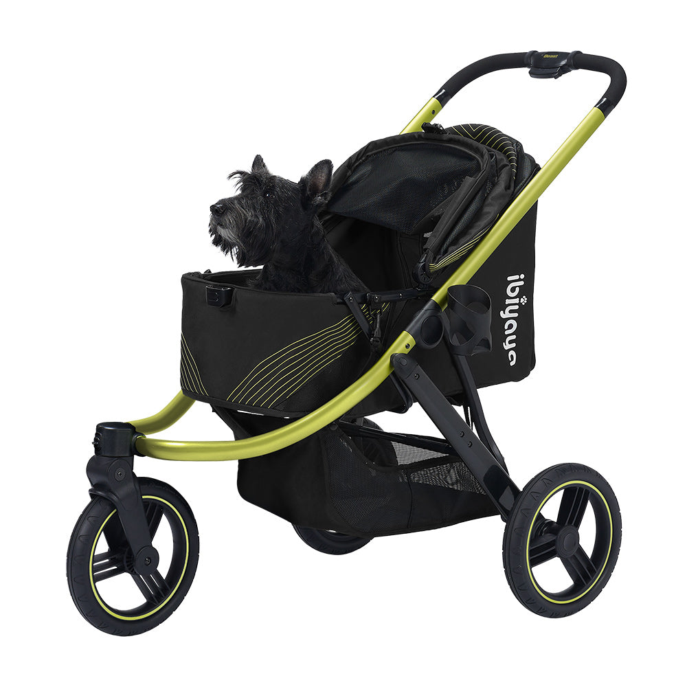 Ibiyaya Beast Pet Jogging Stroller, 3-Wheel All-Terrain Dog-Cat Pram with Double Breaks, Best Large Stroller for Running & Hiking