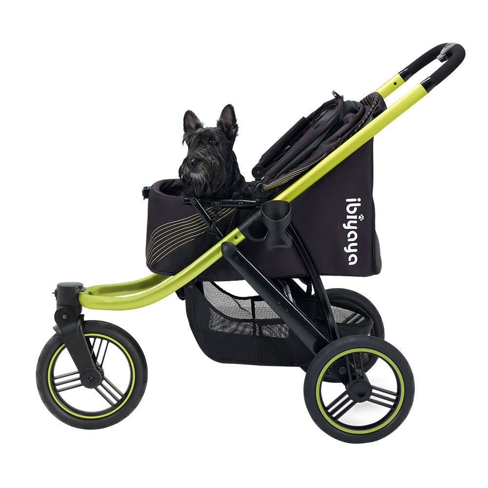 Ibiyaya Beast Pet Jogging Stroller, 3-Wheel All-Terrain Dog-Cat Pram with Double Breaks, Best Large Stroller for Running & Hiking