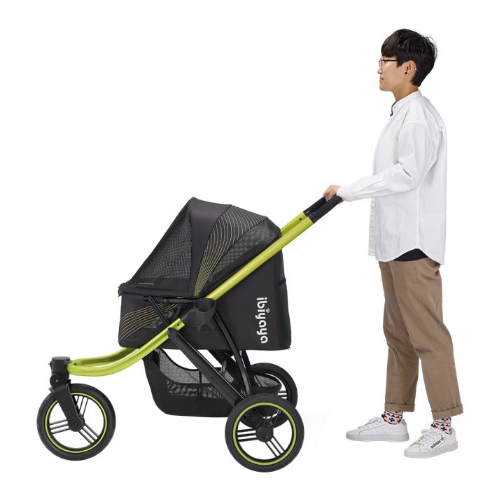 Ibiyaya Beast Pet Jogging Stroller, 3-Wheel All-Terrain Dog-Cat Pram with Double Breaks, Best Large Stroller for Running & Hiking
