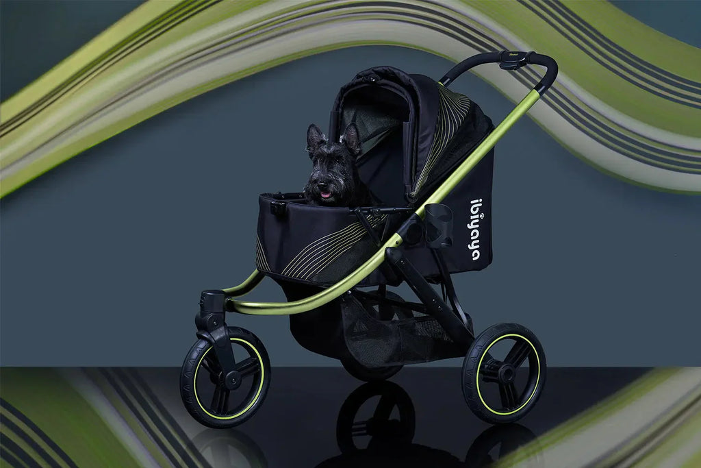 Ibiyaya Beast Pet Jogging Stroller, 3-Wheel All-Terrain Dog-Cat Pram with Double Breaks, Best Large Stroller for Running & Hiking