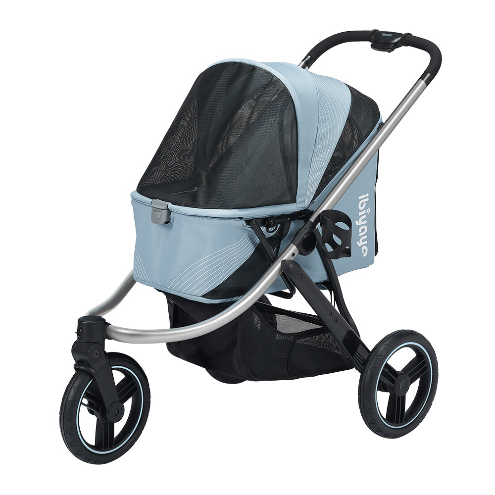 Ibiyaya Beast Pet Jogging Stroller, 3-Wheel All-Terrain Dog-Cat Pram with Double Breaks, Best Large Stroller for Running & Hiking