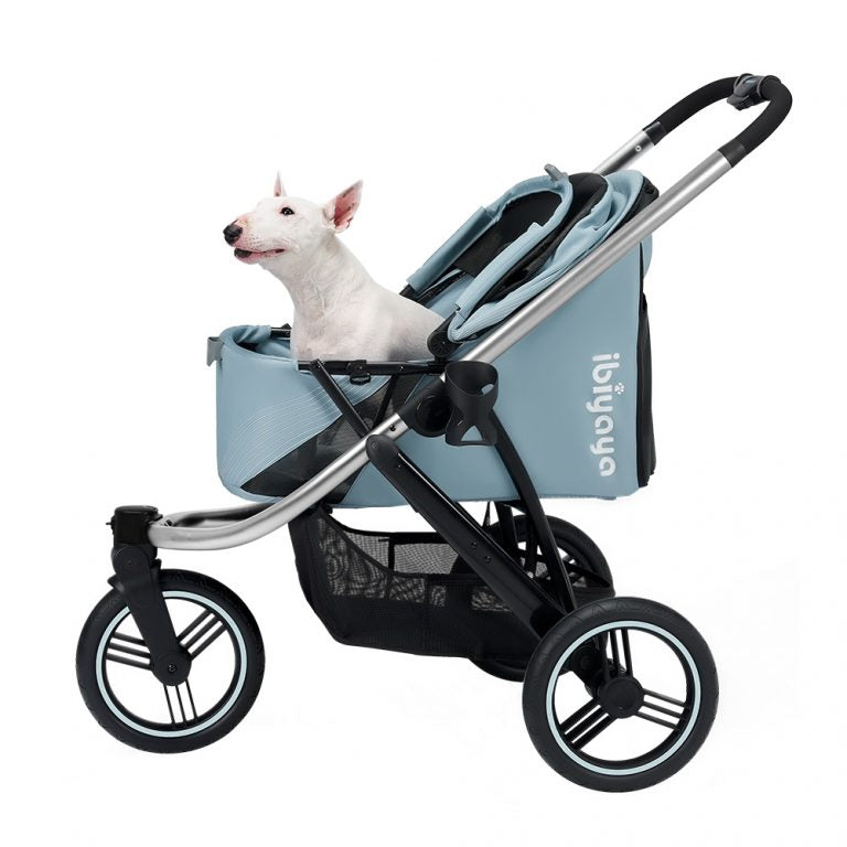 Ibiyaya Beast Pet Jogging Stroller, 3-Wheel All-Terrain Dog-Cat Pram with Double Breaks, Best Large Stroller for Running & Hiking