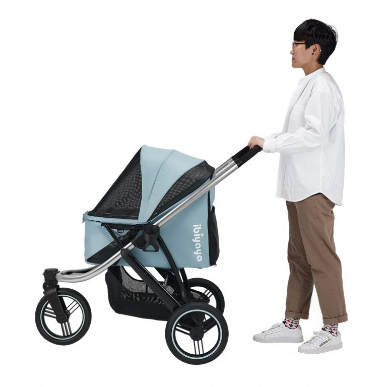 Ibiyaya Beast Pet Jogging Stroller, 3-Wheel All-Terrain Dog-Cat Pram with Double Breaks, Best Large Stroller for Running & Hiking