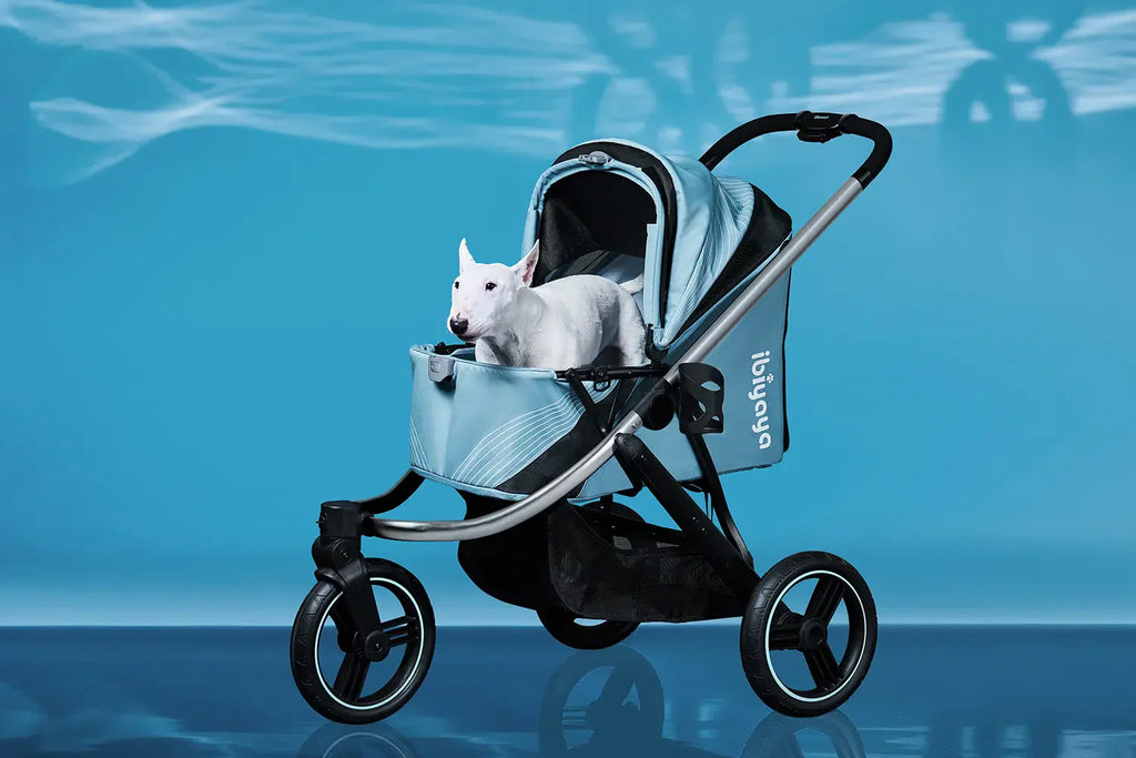 Ibiyaya Beast Pet Jogging Stroller, 3-Wheel All-Terrain Dog-Cat Pram with Double Breaks, Best Large Stroller for Running & Hiking