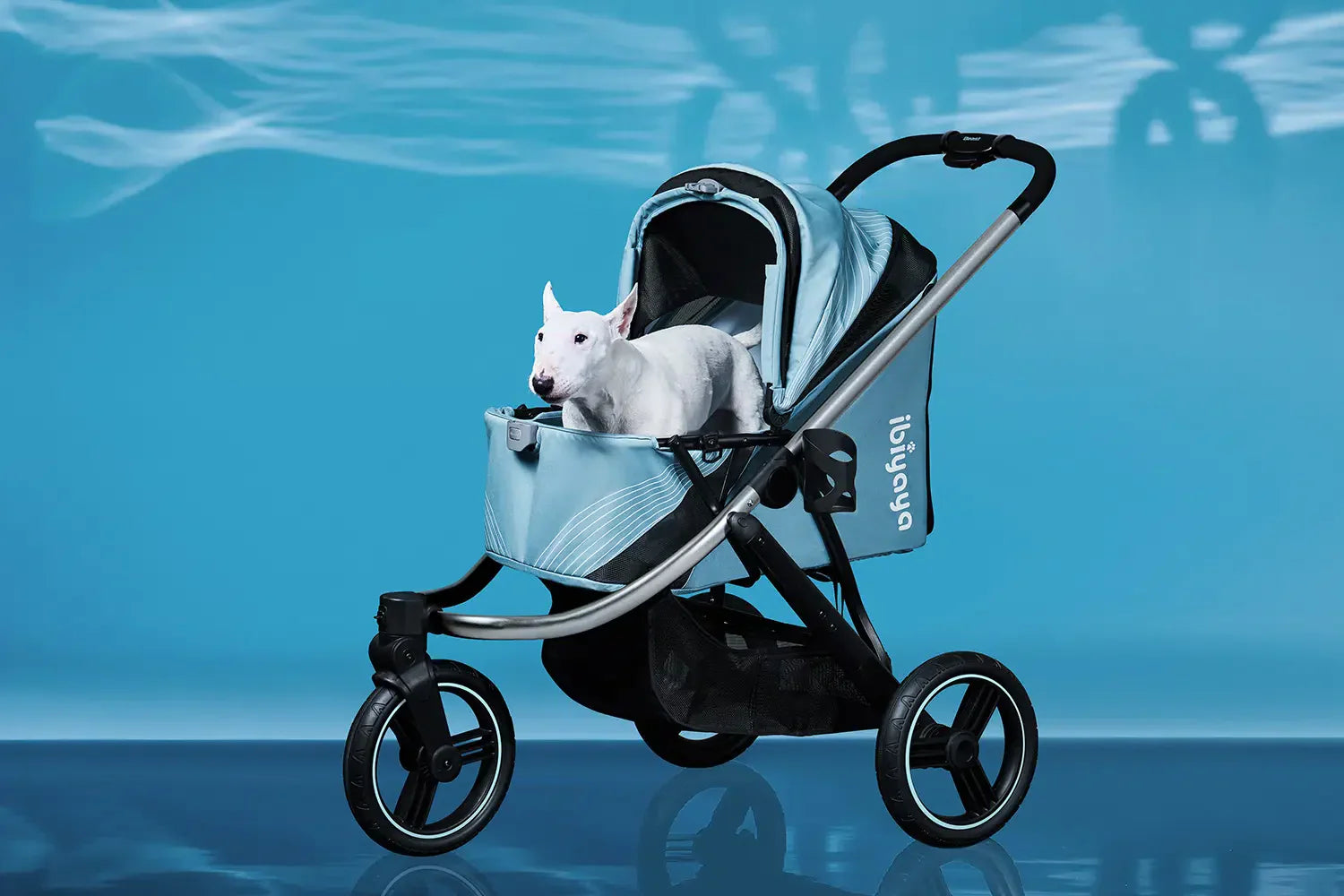 Ibiyaya Beast Pet Jogging Stroller, 3-Wheel All-Terrain Dog-Cat Pram with Double Breaks, Best Large Stroller for Running & Hiking