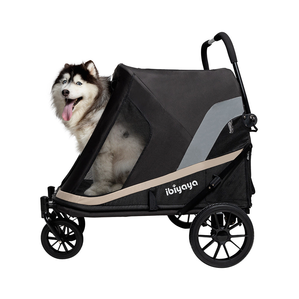 Ibiyaya Grand Cruiser Large Dog Stroller, 4-Wheel Foldable Big Dog Pram for Large Breeds, Senior & Injured Pets