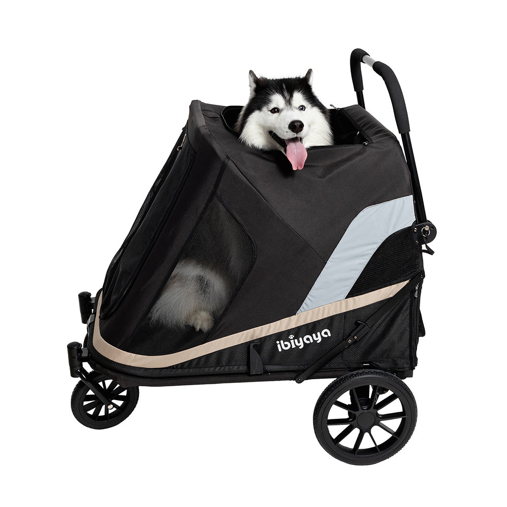 Ibiyaya Grand Cruiser Large Dog Stroller, 4-Wheel Foldable Big Dog Pram for Large Breeds, Senior & Injured Pets