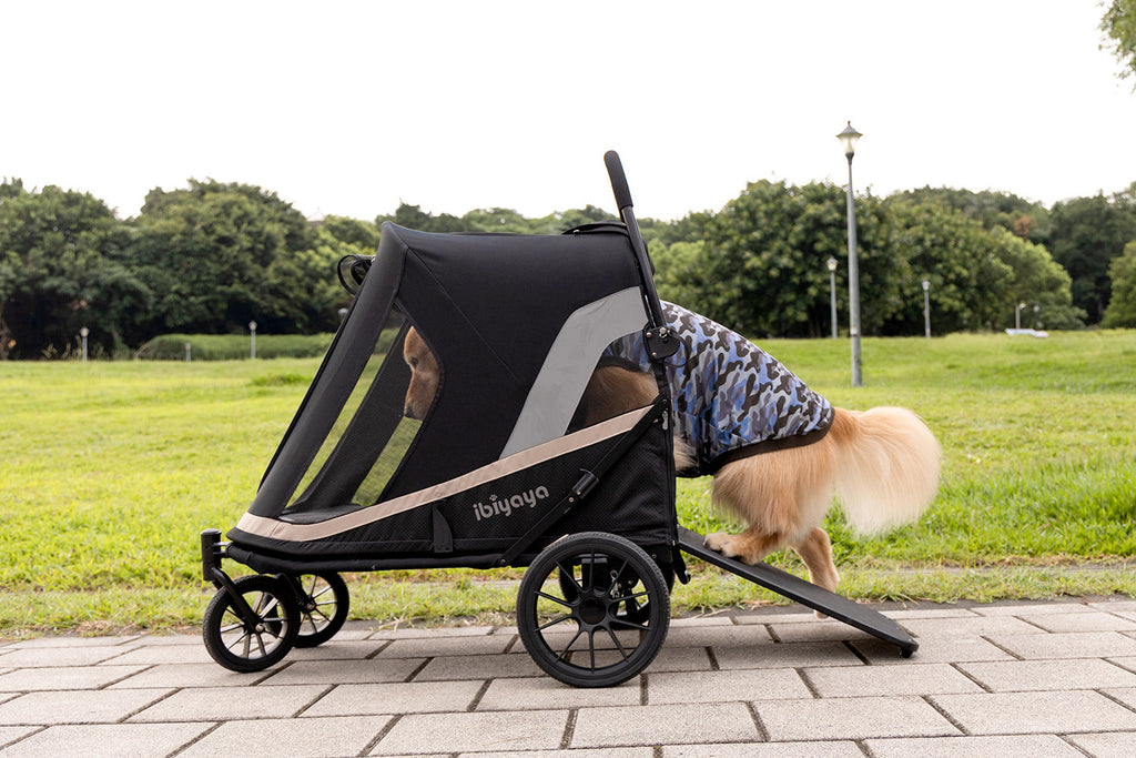 Ibiyaya Grand Cruiser Large Dog Stroller, 4-Wheel Foldable Big Dog Pram for Large Breeds, Senior & Injured Pets