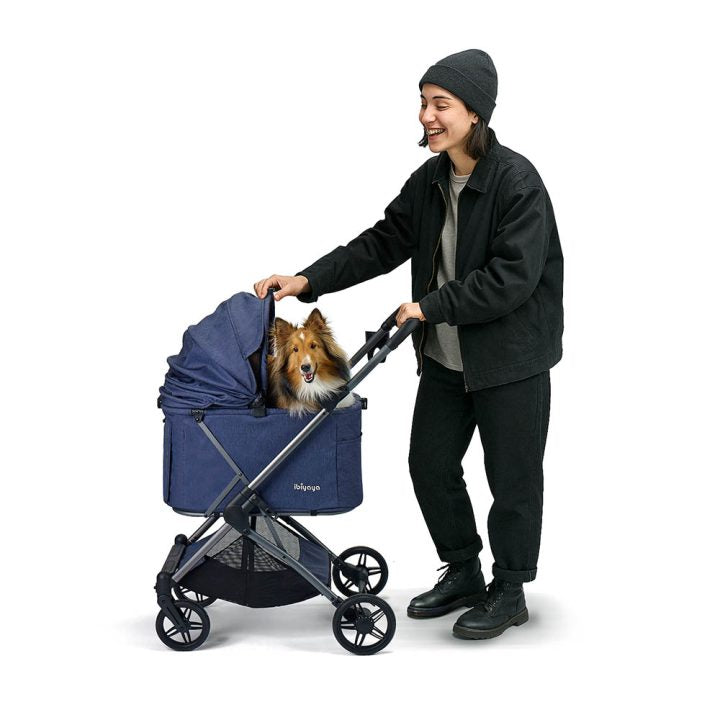 Ibiyaya Maxi Deep Carriage Pet Stroller with Puncture-Free Rubber Wheels, Lightweight and Collapsible