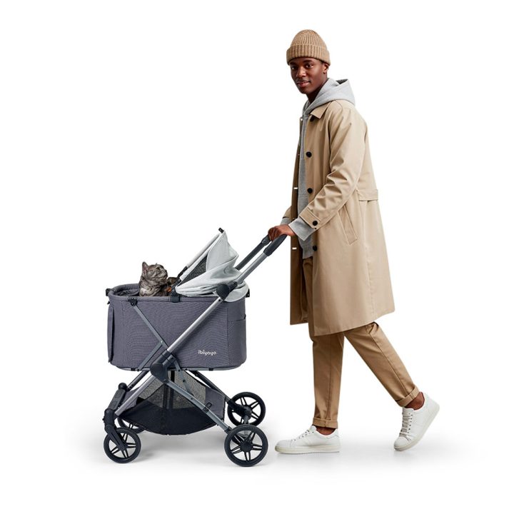 Ibiyaya Maxi Deep Carriage Pet Stroller with Puncture-Free Rubber Wheels, Lightweight and Collapsible