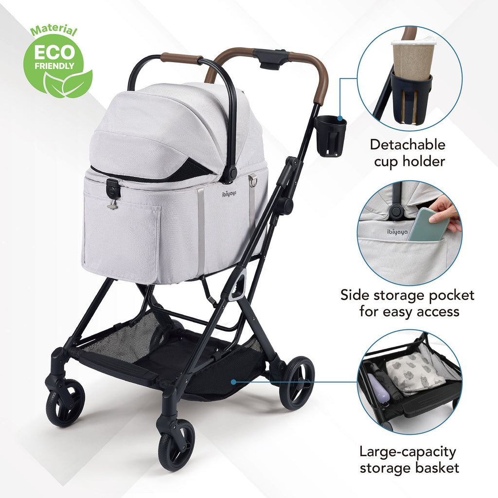 Tinker Small Detachable Pet Stroller with Cup Holder – Compact Buggy for Cats & Small Dogs