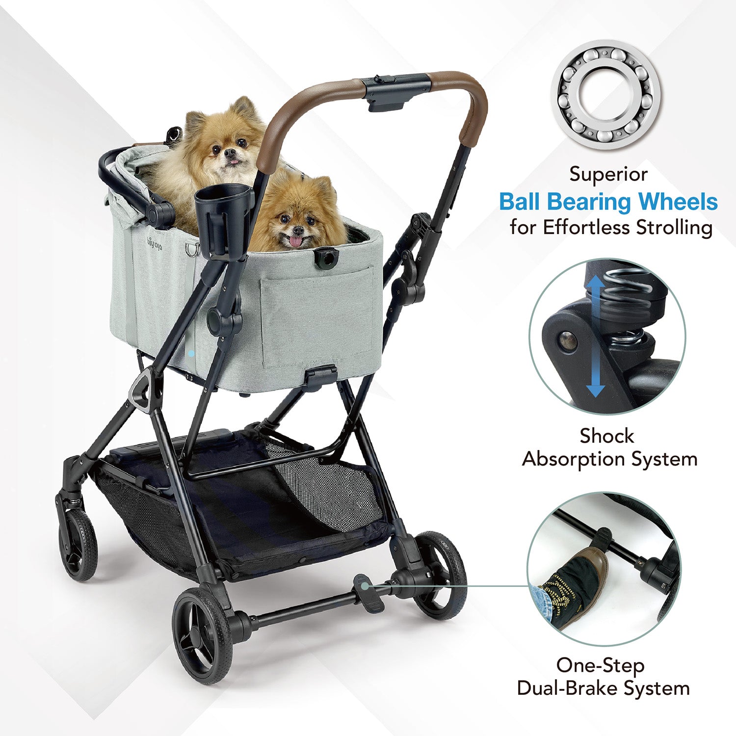 Tinker Small Detachable Pet Stroller with Cup Holder – Compact Buggy for Cats & Small Dogs