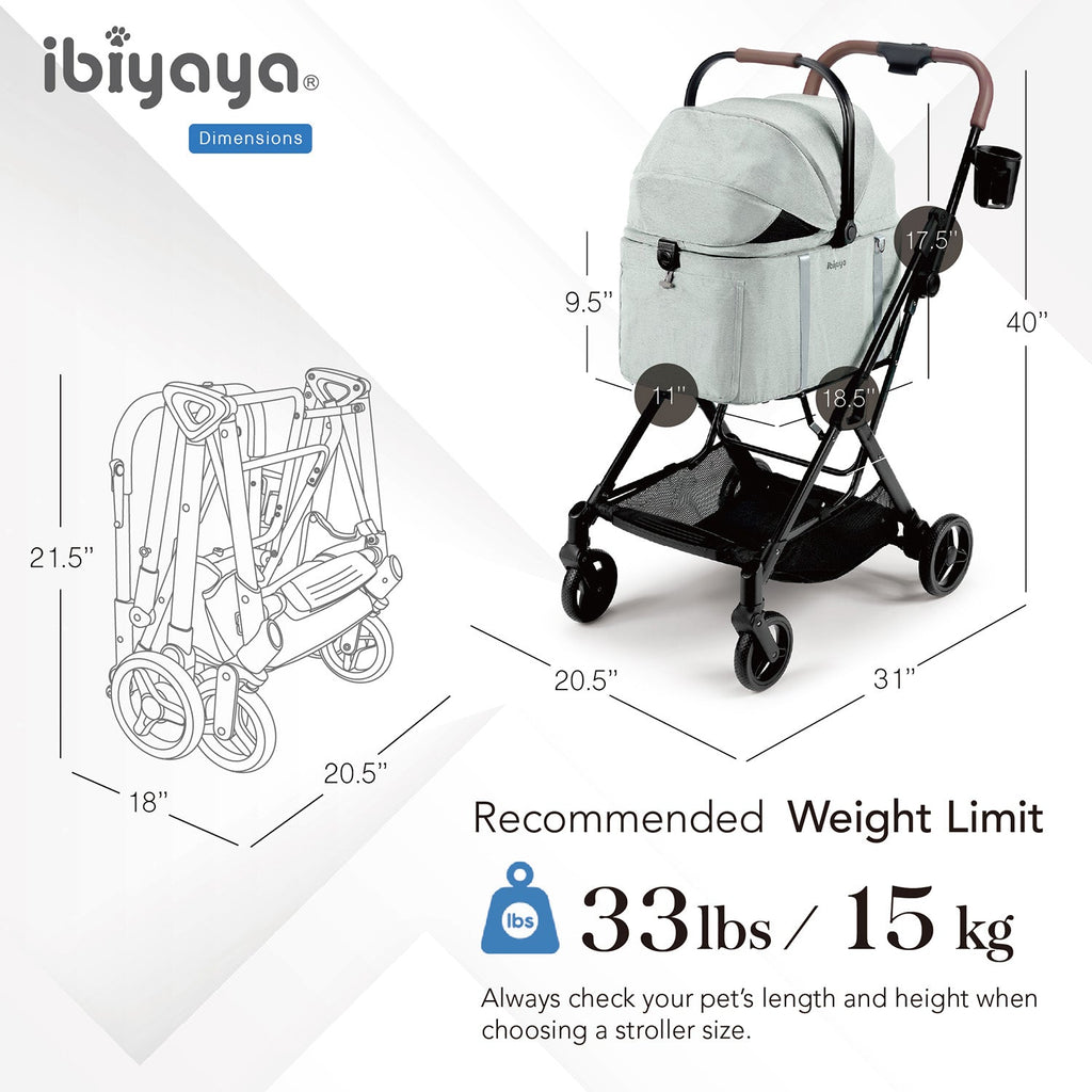 Tinker Small Detachable Pet Stroller with Cup Holder – Compact Buggy for Cats & Small Dogs