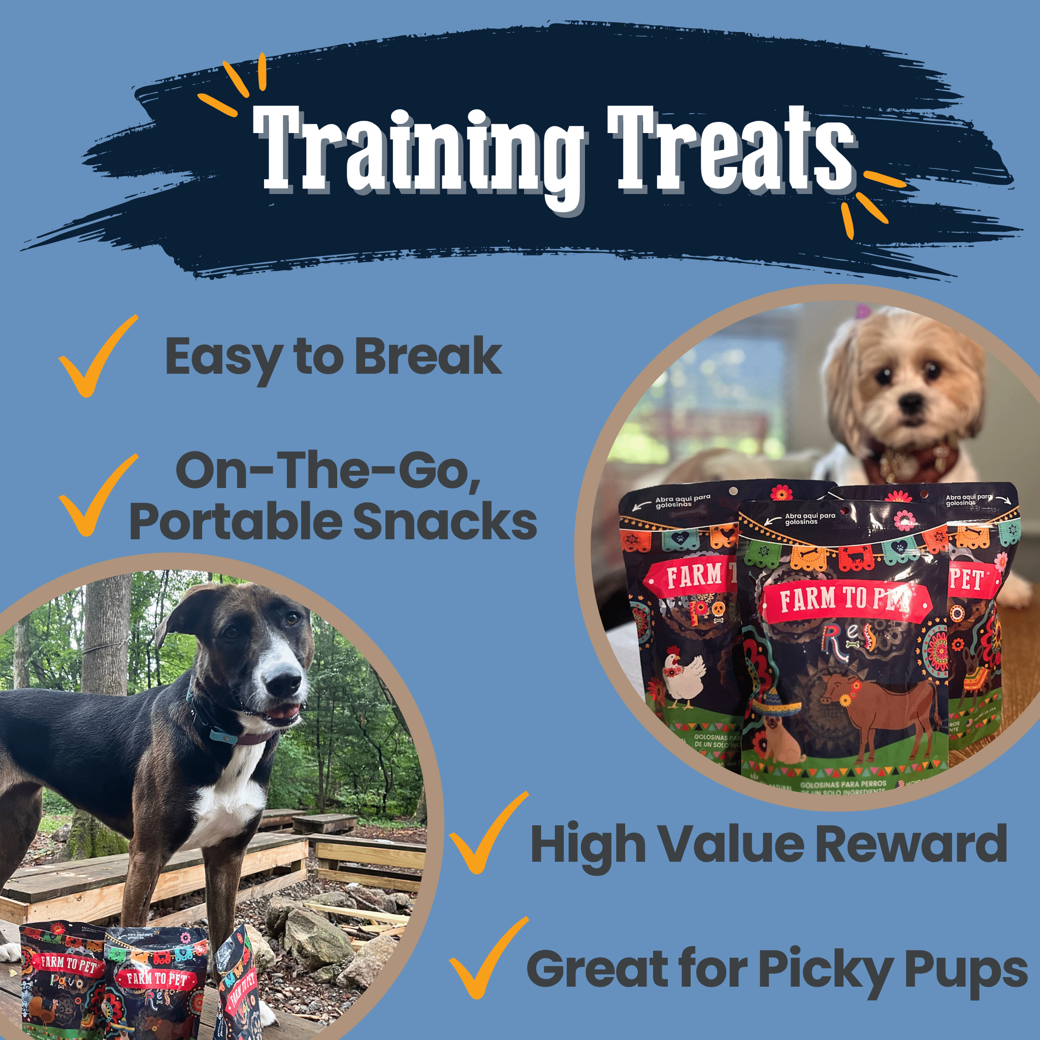 Farm to Pet Premios Para Perros Fiesta Pack | Dog Treat Variety Bundle