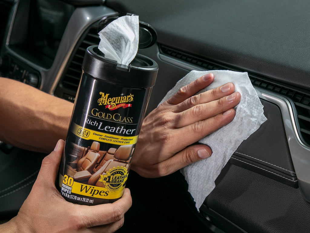 Meguiar's Gold Class Rich Leather Cleaner/Conditioner Wipes, G10900 - 25 Wipes