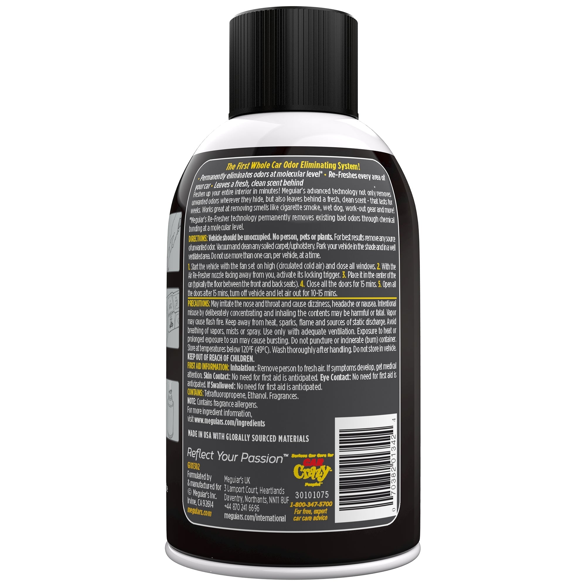 Meguiar's Whole Car Air Refresher Odor Eliminator, G181302 - Black Chrome Scent