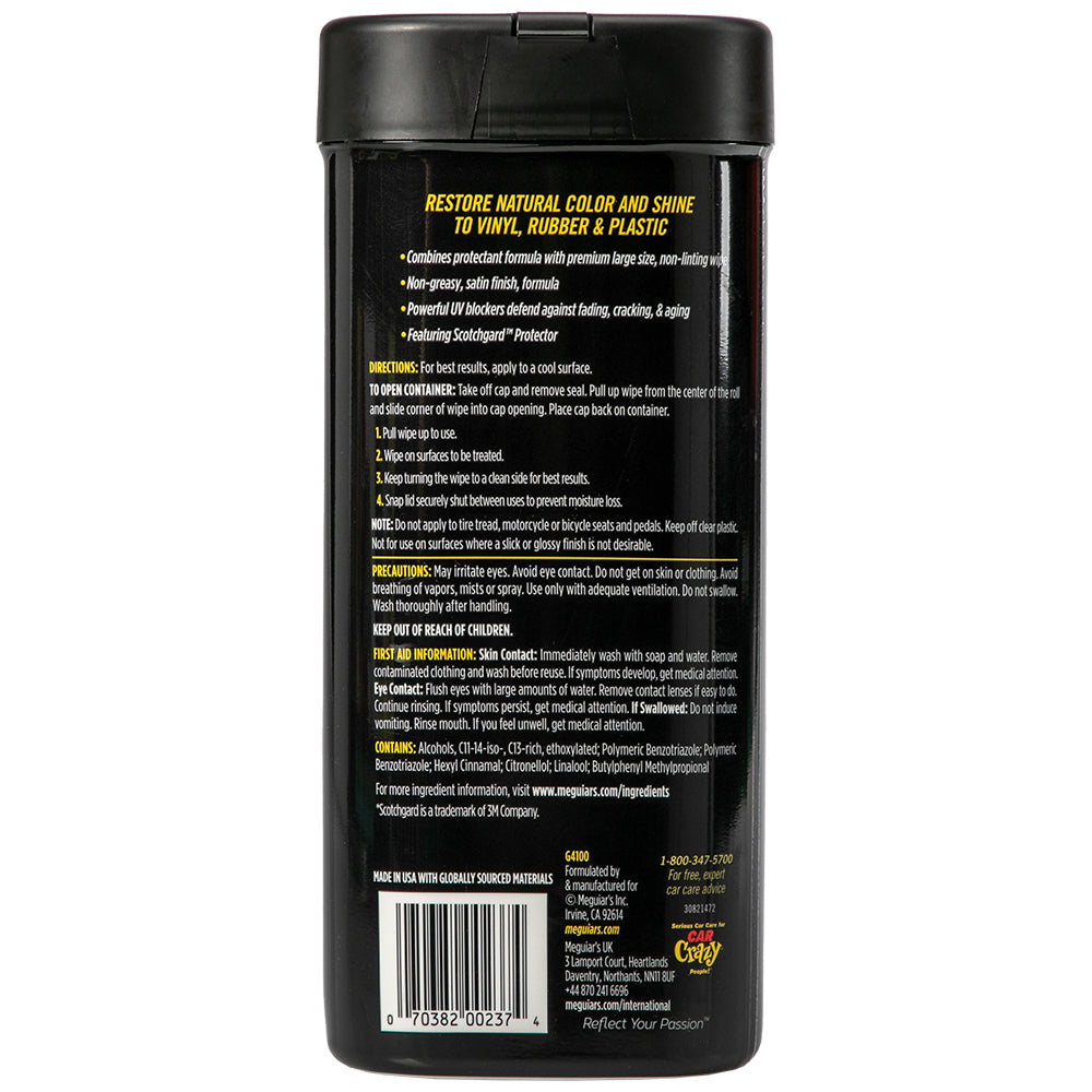 Meguiar's Natural Shine Protectant Wipes, G4100 - 25 Wipes