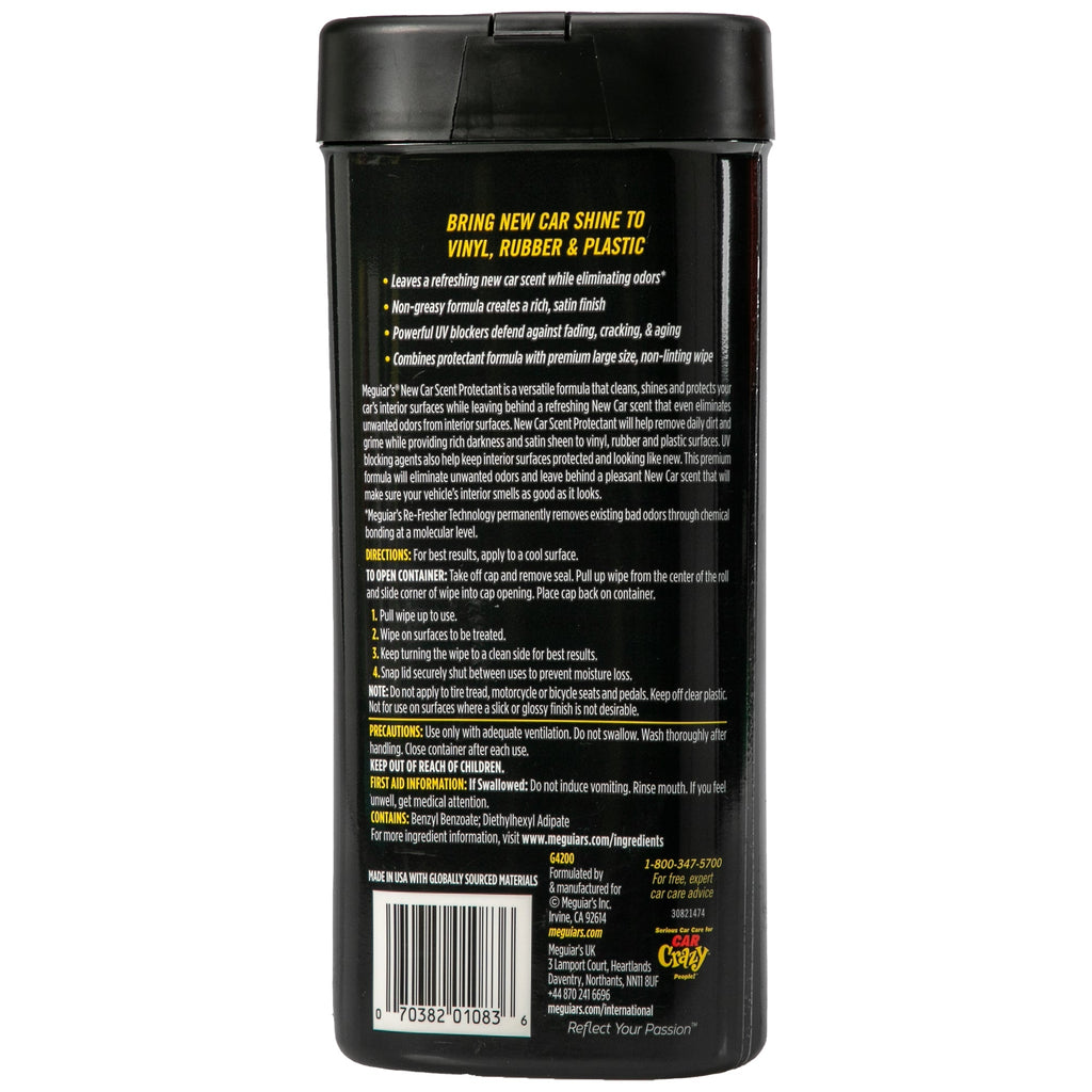 Meguiar's New Car Scent Interior Protectant Wipes, G4200 - 30 Wipes