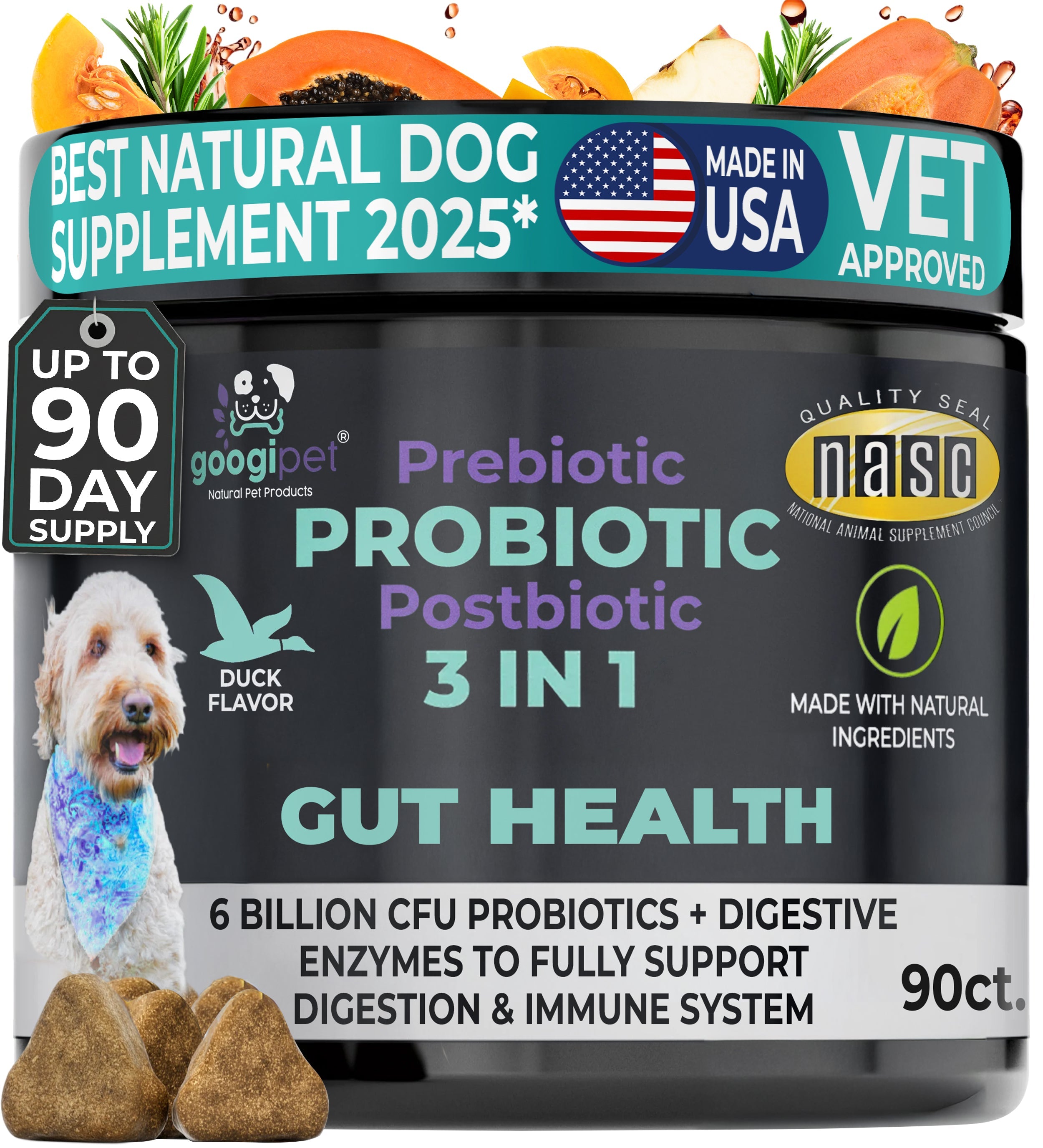 Googipet 3 in 1 Probiotic Chews for Dogs