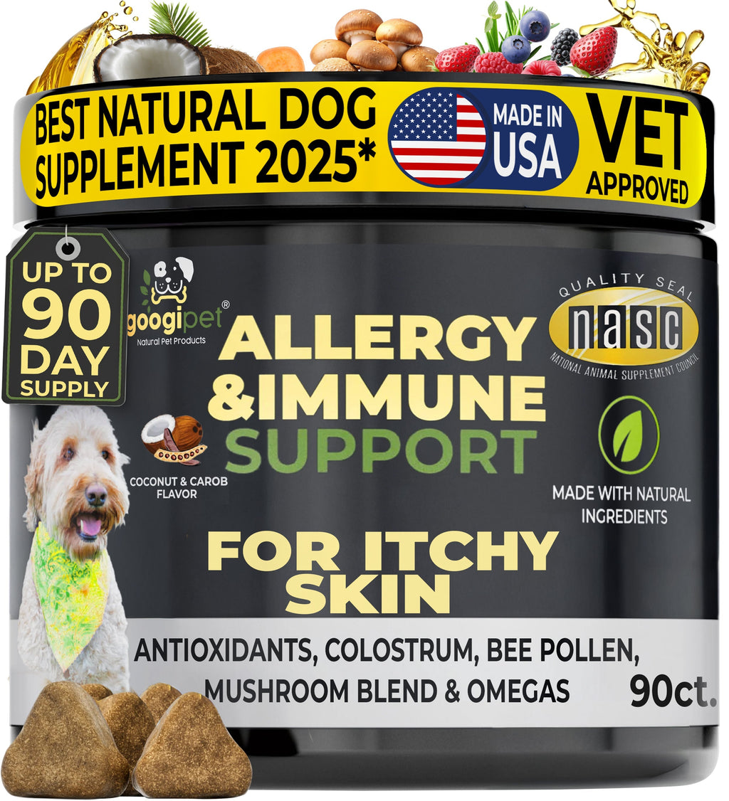 Googipet Allergy & Immune Support Chews for Dogs (Coconut & Carob Flavor)