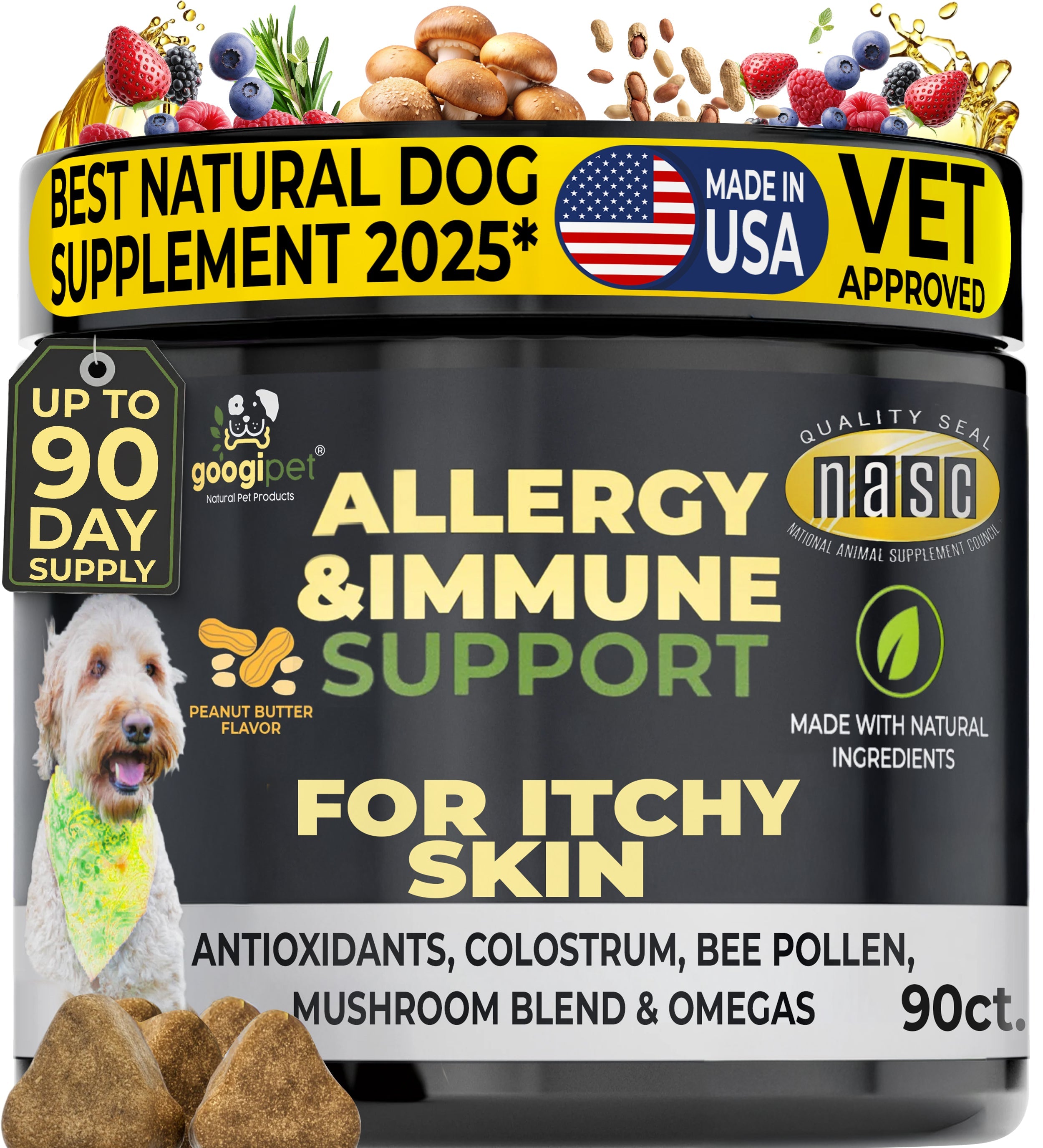 Googipet Allergy & Immune Support Chews for Dogs (Peanut Butter Flavor)