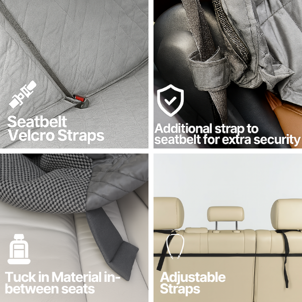 Formosa Covers Car Seat Luxury Bench Cover For Dogs and Pets Grey