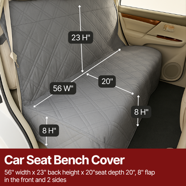 Formosa Covers Car Seat Luxury Bench Cover For Dogs and Pets Grey