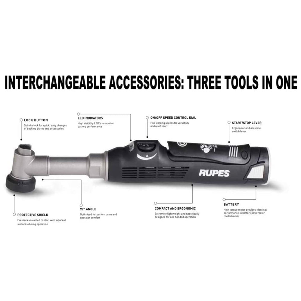 RUPES Bigfoot Nano iBrid Polisher, Short Neck Kit HR81M/STB - includes Battery + Charger