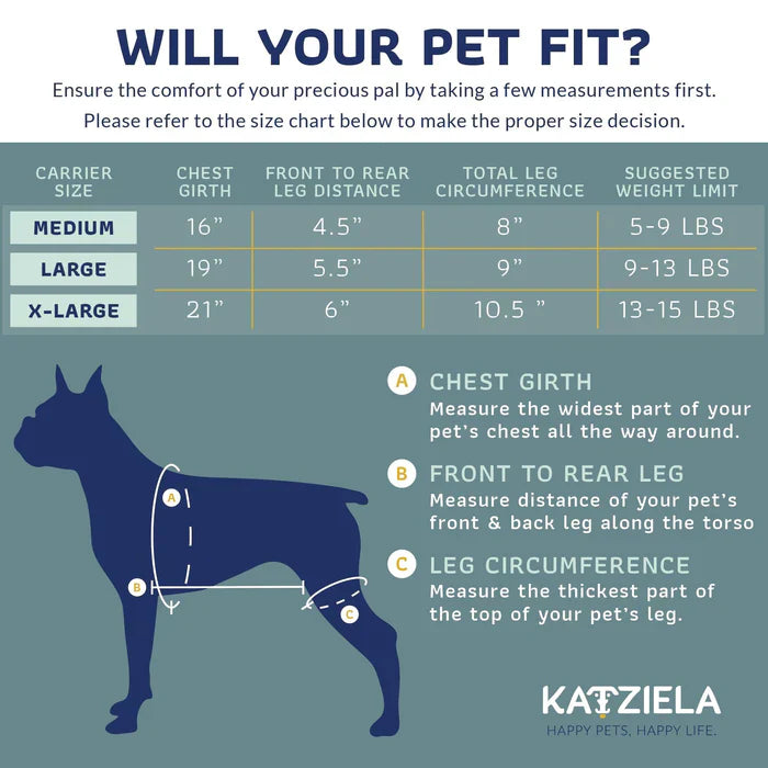 Katziela Kangaroo Pouch Pet Carrier with Breathable Mesh