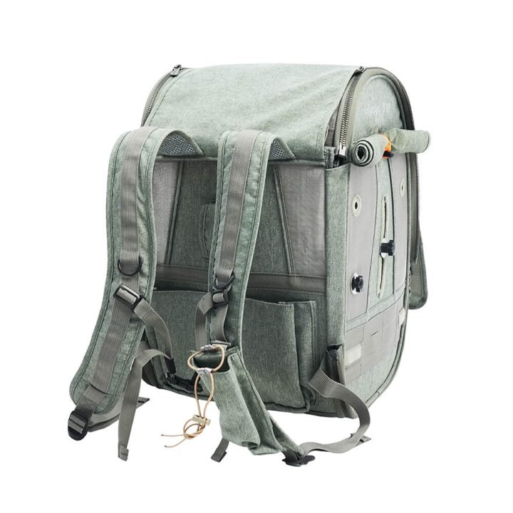 Ibiyaya Medium Size TrackPack, Backpack Bird Travel Carrier with Perch – Jungle Green