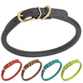 Soft Rolled Leather Dog Collar with Brass Hardware