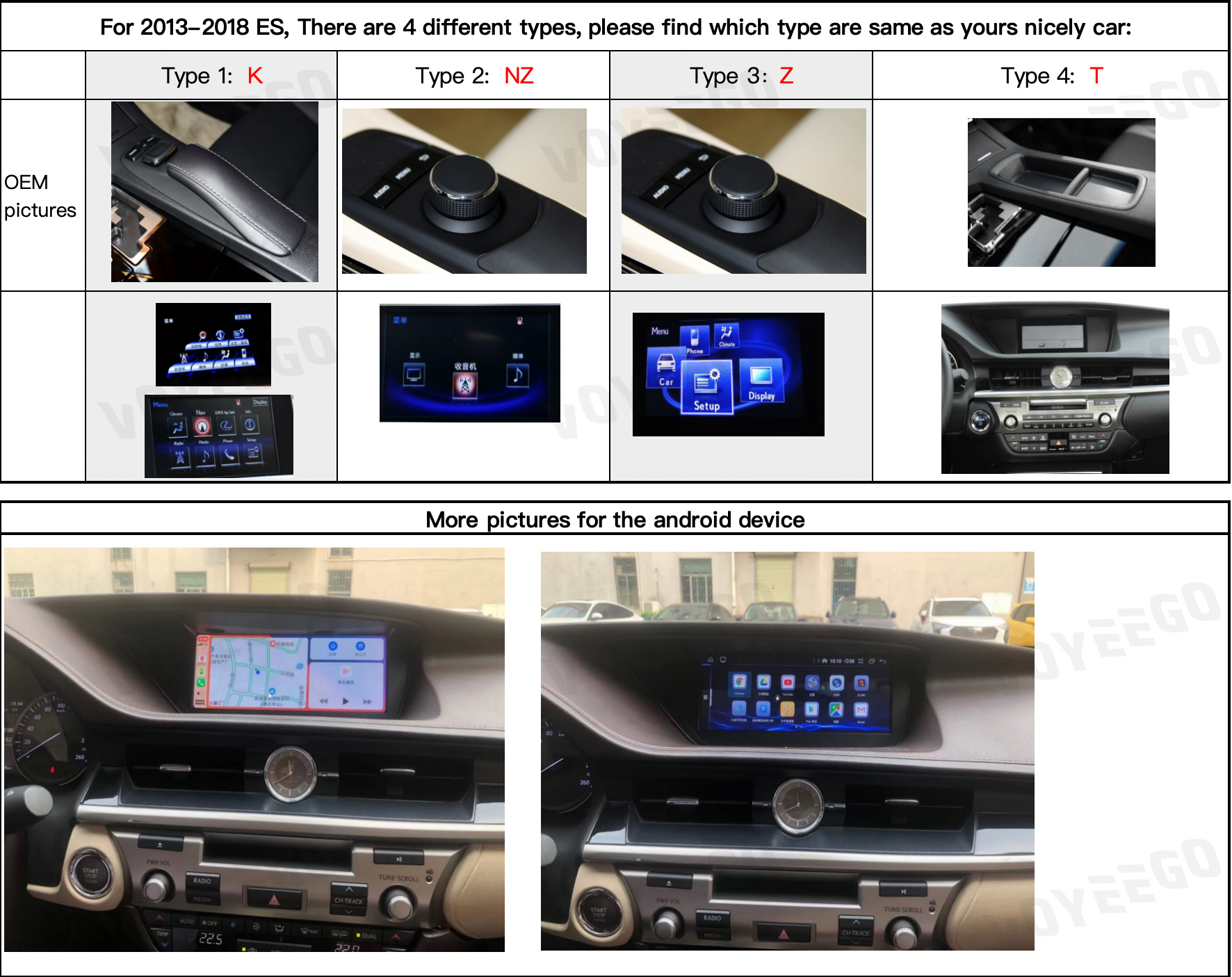 10.25" ES 2013-2017 LHD Lexus Android Carplay Screen | 8+64GB