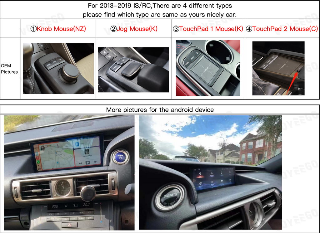 10.25" IS RC 2013-2019 Lexus android Screen | Wireless Carplay | Android Auto | Plug & Play