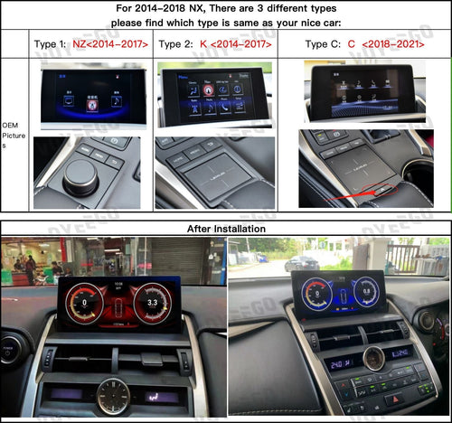 10.25" NX 2014-2017 Lexus Android Screen | Wireless Carplay | Android Auto 1920*720 touch screen