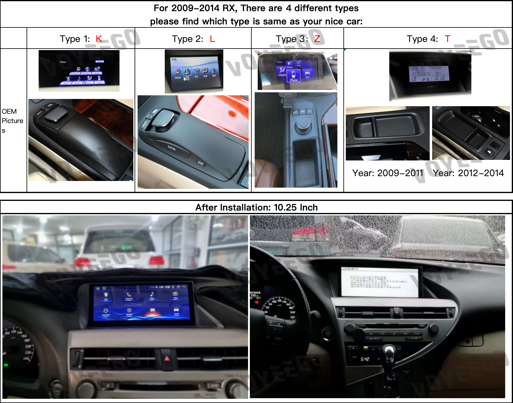 10.25" RX 2009-2014 LHD Lexus Android Screen | Wireless Carplay | Online Video