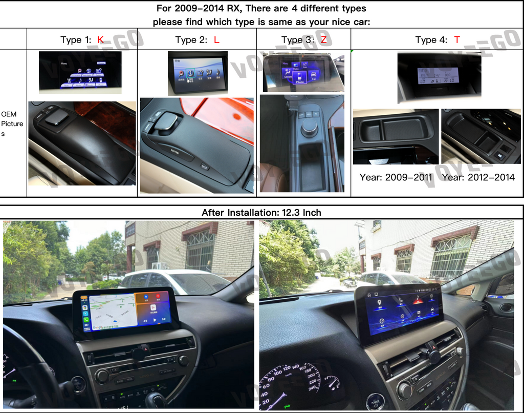 12.3" RX 2009-2014 LHD Lexus Android Screen | Wireless Carplay | 8+64GB