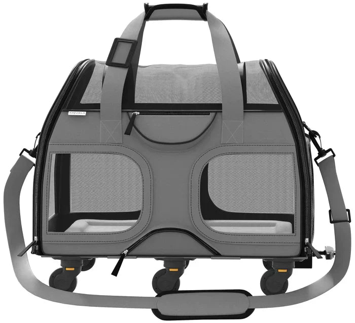 Katziela Luxury Rider Pro Pet Carrier with Removable Wheels and Telescopic Handle