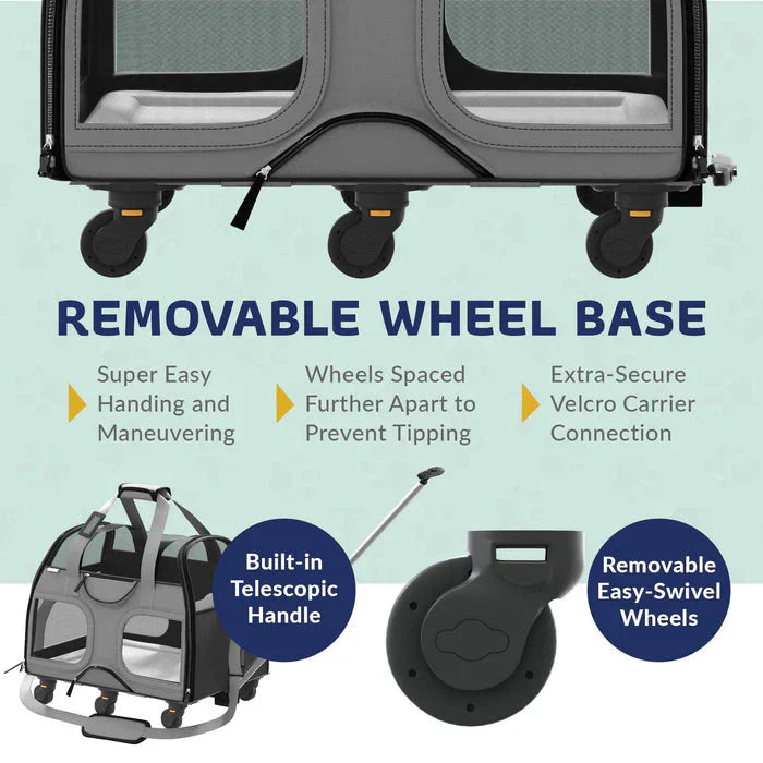 Katziela Luxury Rider Pro Pet Carrier with Removable Wheels and Telescopic Handle