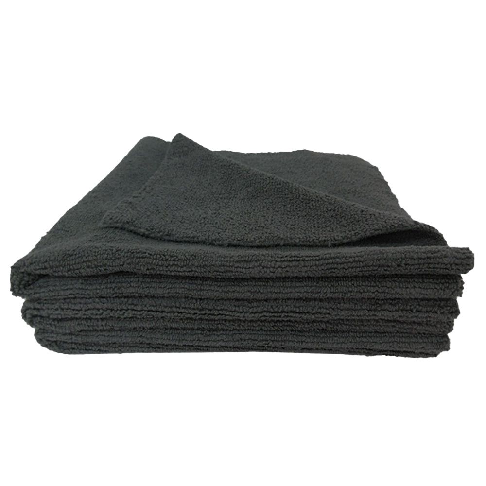Super Towel Edgeless Multi-Purpose Microfiber Towel, 380 GSM, 16" x 16" - Black (12 Pack)