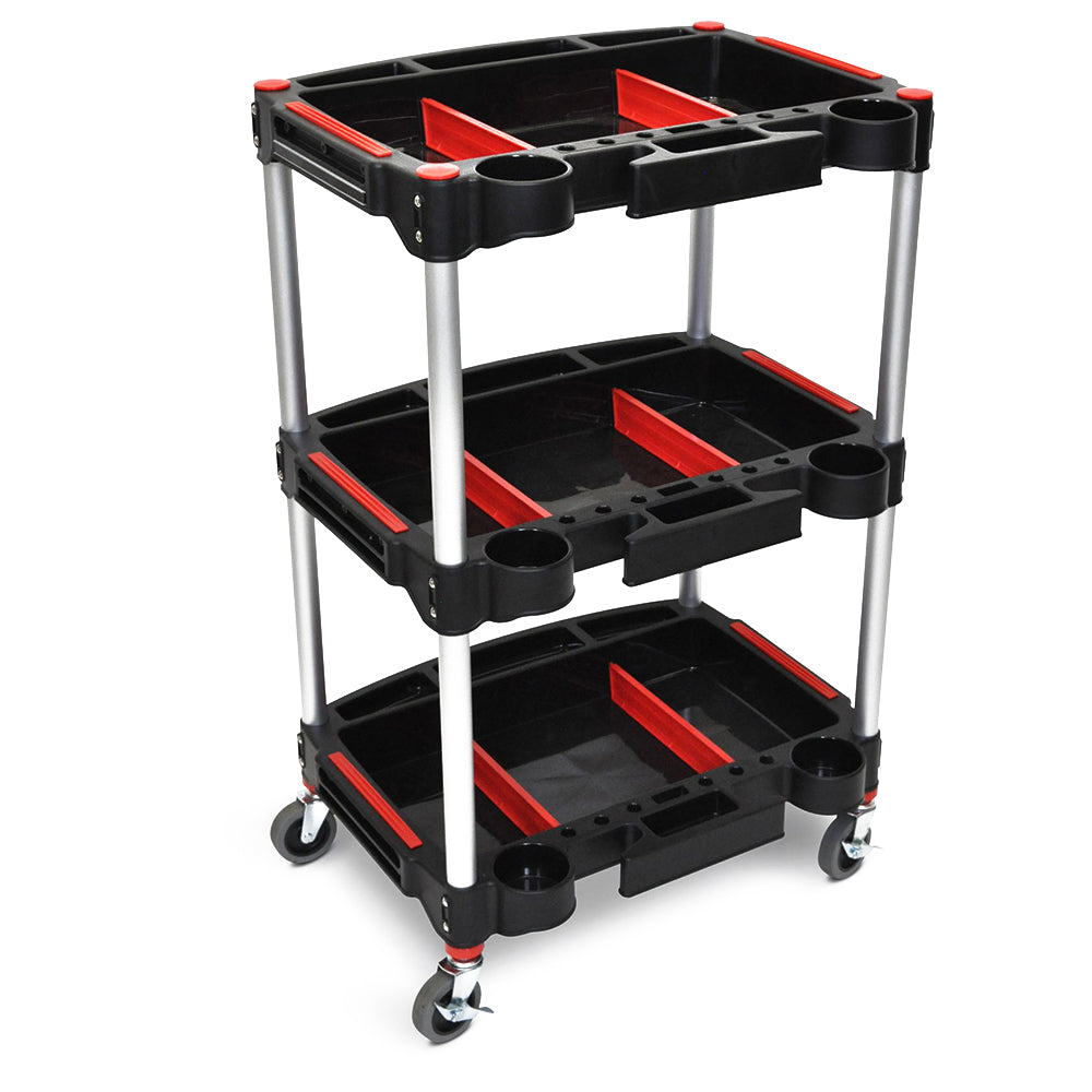 Luxor Mechanic's Three-Shelf Cart - Black/Red