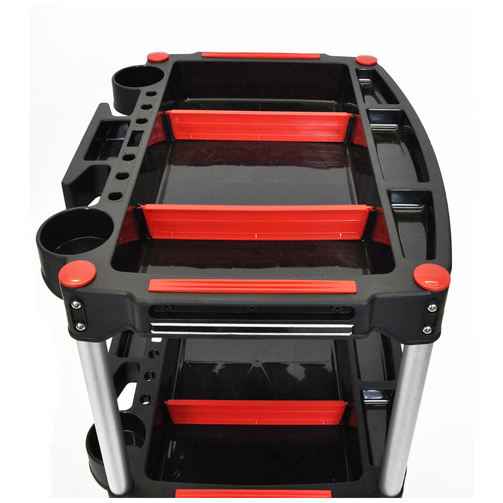 Luxor Mechanic's Three-Shelf Cart - Black/Red