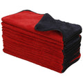 Super Towel Dual-Faced Deluxe Buffing Towel, 820 GSM, 16" x 16" - Red/Black (12 Pack)