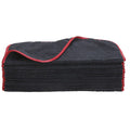 Super Towel Elite Microfiber Towel, 380 GSM, 16" x 24"- Black w/ Red Edge (12 Pack)
