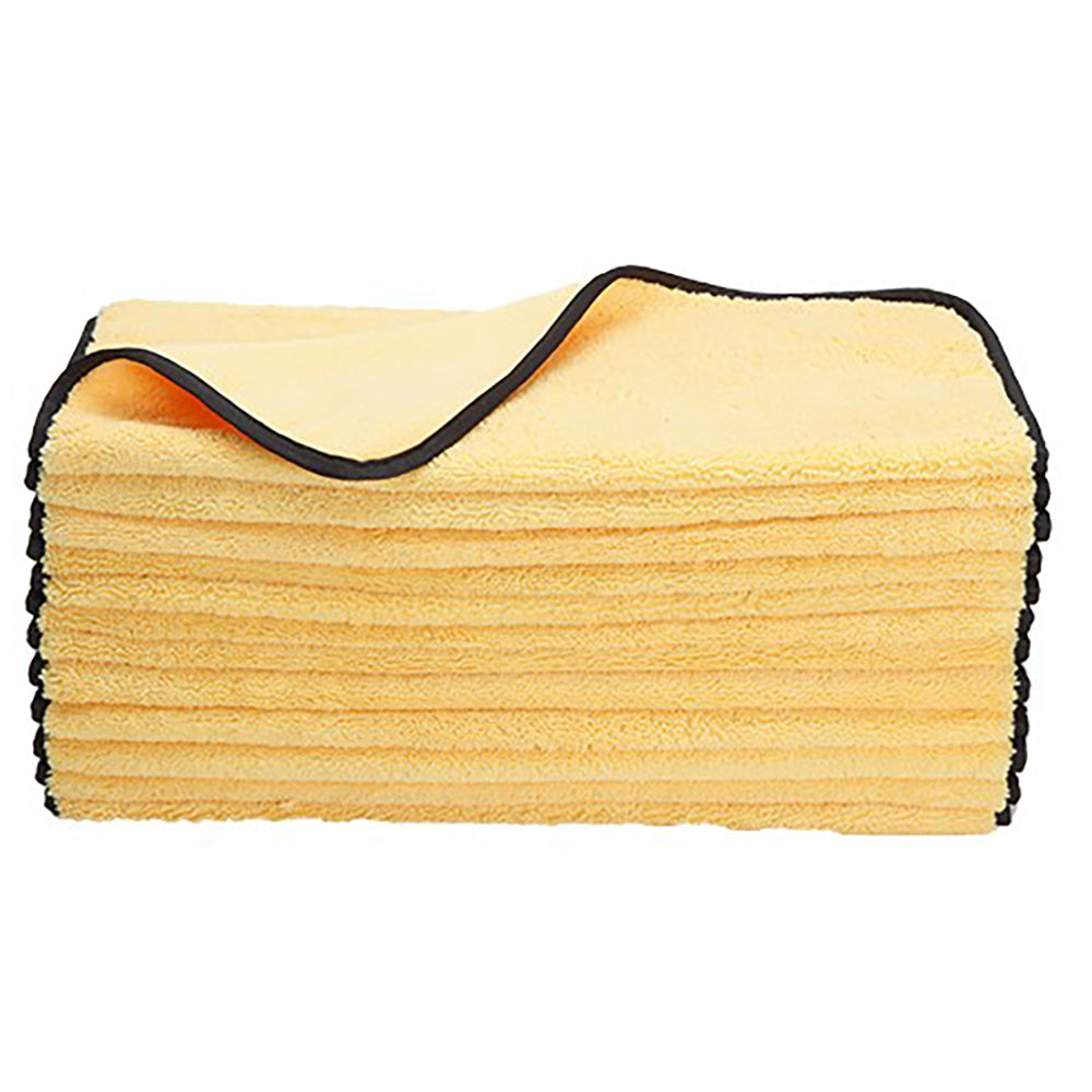 Super Towel Elite Microfiber Towel, 380 GSM, 16" x 24" - Gold w/ Black Edge (12 Pack)