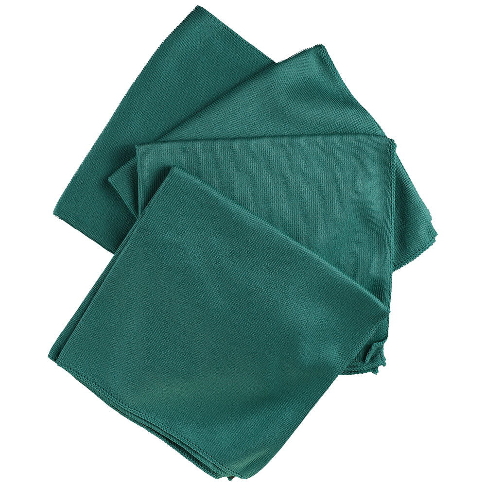 Buff and Shine Microfiber Glass Cleaning Towel - 16" x 16", Dark Green (4 pack)